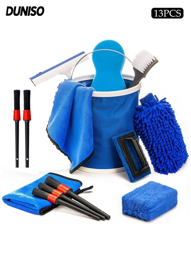 DUNISO 13Pcs Car Wash Cleaning Kit, Complete Interior Car Care Kit, Wheel Brush, Automotive Detail Brushes,Car Detailing Brush Kit for Car Interior & Exterior,Wheels Engine Cleaning - Image 1